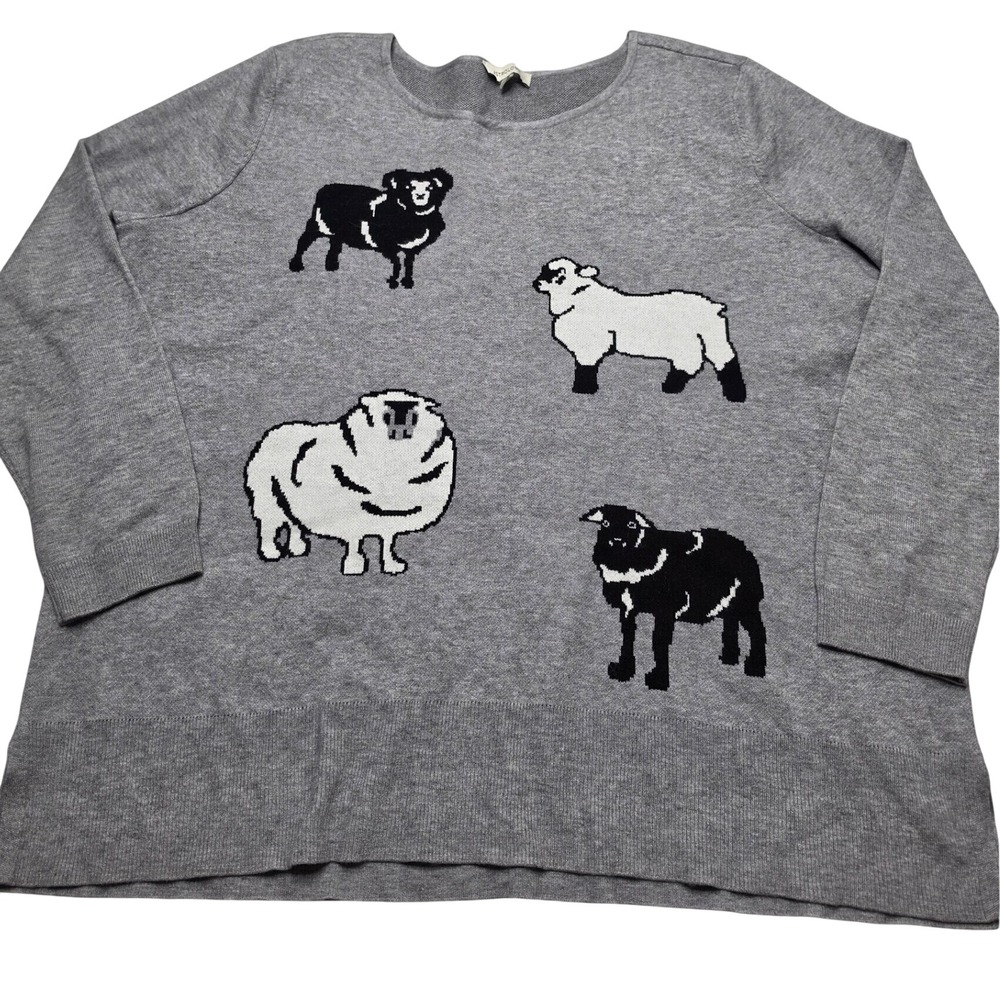 Astrologie Gray Sheep Intarsia Knit Sweater Womens XXL Long Sleeve Pullover